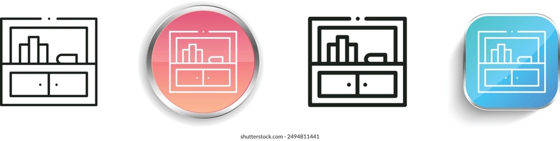 bookshelf icon. Thin Linear, Regular and Button Style Design Isolated On White Background