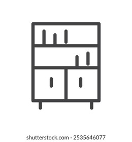 Bookshelf icon Thin outline art symbol