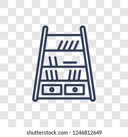 Bookshelf icon. Trendy linear Bookshelf logo concept on transparent background from Furniture and Household collection