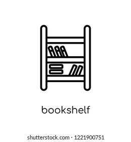 bookshelf icon. Trendy modern flat linear vector bookshelf icon on white background from thin line Furniture and household collection, outline vector illustration