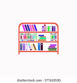Bookshelf  icon Vector design. Colored illustration.