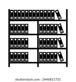 Bookshelf icon. Vector illustration. Black