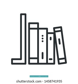 Bookshelf icon vector illustration logo template for many purpose
