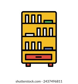 Bücherregal-Symbol mit weißem Hintergrund Vektor Stock Illustration