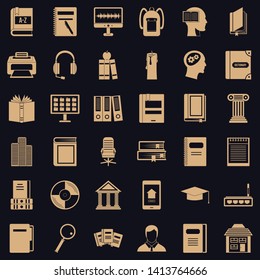 Bookshelf icons set. Simple style of 36 bookshelf vector icons for web for any design