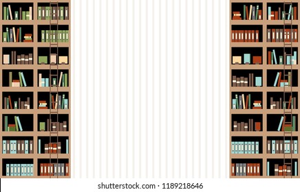 bookshelf illustration with copy space