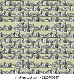 Bookshelf image that create to seamless pattern which is suitable design for reading room wall pepper, wrapping pepper etc.