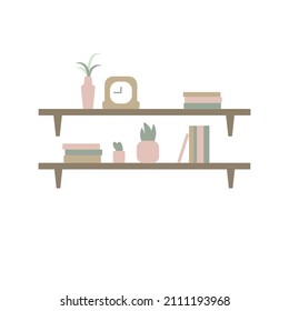 Bookshelf for interior design on white wall