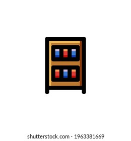 Bookshelf Interior Outline Icon Logo Vector Illustration
