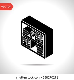 bookshelf isometric 3d icon