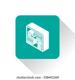 bookshelf isometric 3d icon