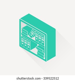 bookshelf isometric 3d icon