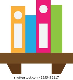 Bookshelf Library Furniture Icon Vector Flat Illustration