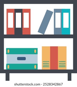 Bookshelf in library room, office shelf, wall, interior, bookshelf, vector background. Flat vector illustration isolated on white background. logo. icon. clipart