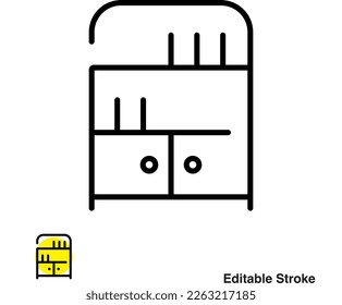 Bookshelf Library Vector Line Icon