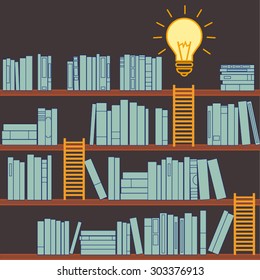 bookshelf light bulb (books and ideas)