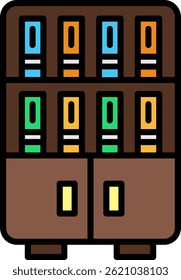 Bookshelf Line Filled Vector Icon Design