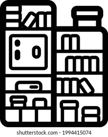 Bookshelf line icon - vector