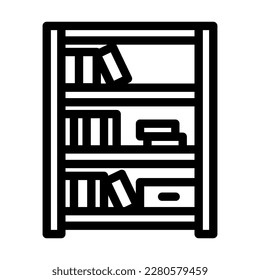bookshelf living room line icon vector. bookshelf living room sign. isolated contour symbol black illustration