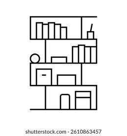 bookshelf living room line icon vector. bookshelf living room sign. isolated contour symbol black illustration