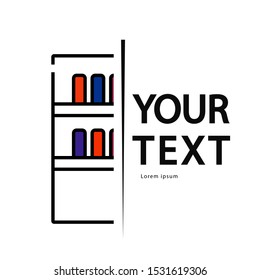 Bookshelf logo, icon isolated on white background.