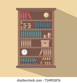 Bookshelf Modern Design Flat Icon