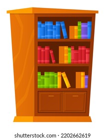 Bookshelf - modern flat design style single isolated image. Neat detailed illustration of shelves filled with rows of books. Library, encyclopedic knowledge, literature collection and cabinet idea