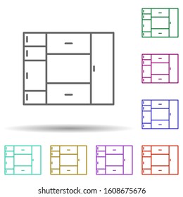 bookshelf multi color style icon. Simple thin line, outline vector of furniture icons for ui and ux, website or mobile application