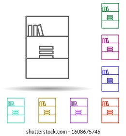 bookshelf multi color style icon. Simple thin line, outline vector of furniture icons for ui and ux, website or mobile application