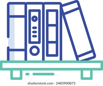 Bookshelf outline color vector illustration