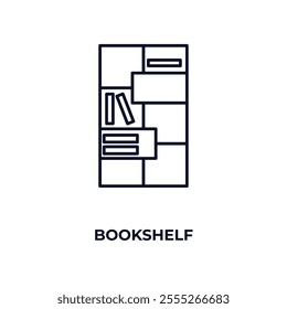 bookshelf  outline icon. Linear vector from furniture concept. Thin line bookshelf  icon isolated on white background