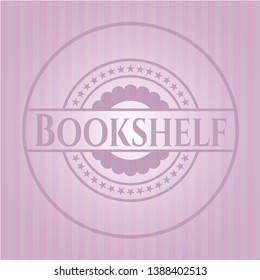 Bookshelf pink emblem. Retro. Vector Illustration. Detailed.