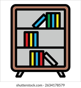 Bookshelf Rack Icon Element For Design