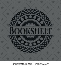Bookshelf realistic dark emblem. Vector Illustration. Detailed.