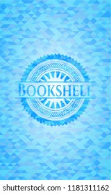 Bookshelf realistic sky blue mosaic emblem