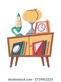 Estantería con diseño de artículos retro