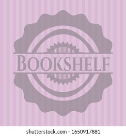 Bookshelf retro pink emblem. Vector Illustration. Detailed.