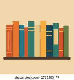 Bookshelf Row Flat Vector Art