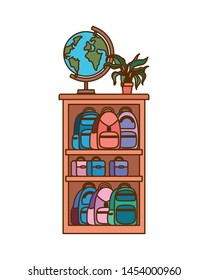 bookshelf with school books vector illustrator