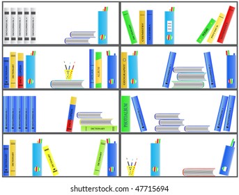 Bookshelf. Seamless vector background.