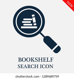 Bookshelf search icon. Editable Bookshelf search icon for web or mobile.