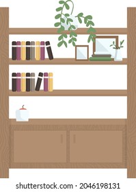 Bookshelf semi flat color vector object. Bookcase for apartment. Full realistic item on white. Home furniture isolated modern cartoon style illustration for graphic design and animation