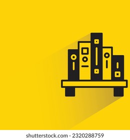 bookshelf with shadow on yellow background