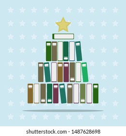 bookshelf shaped christmas tree, background Collection of Christmas Stories vector