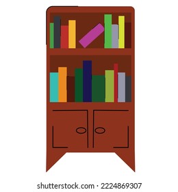 Bookshelf simple flat style. Bookcase vector illustration, knowledge place for studying