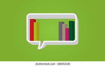 Bookshelf - speech bubble on background