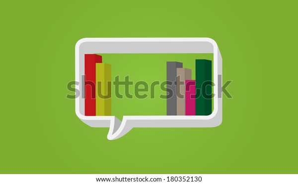 Bookshelf Speech Bubble On Background Stock Image Download Now