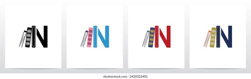 Bookshelf Standing Letter Logo Design N