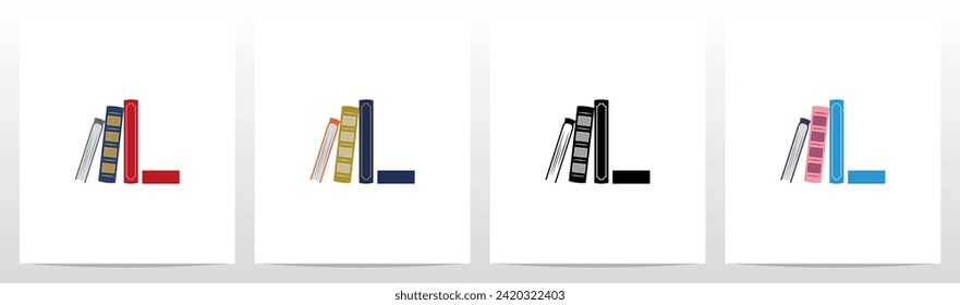 Bookshelf Standing Letter Logo Design L