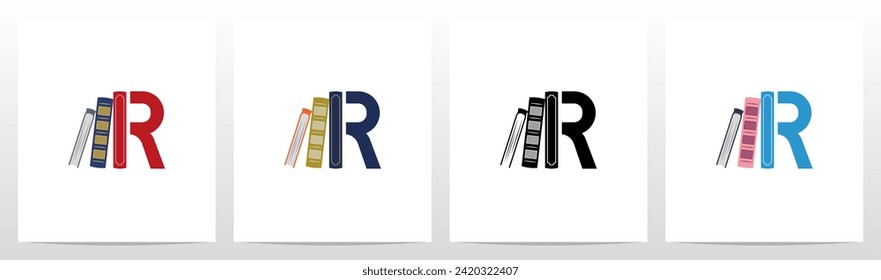 Bookshelf Standing Letter Logo Design R